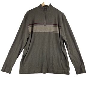 Reunion 1/4 Zip Pullover Sweater Men's XL Cotton Blend Brown Stripe Dad Grandpa